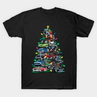 Car Madness Christmas Tree! Classic Muscle Cars and Hot Rods T-Shirt